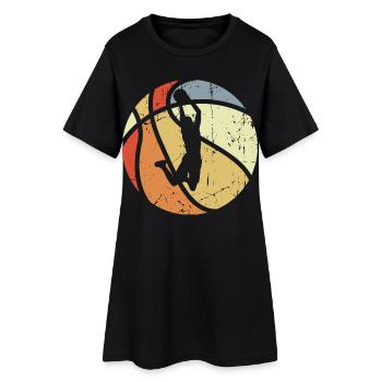 Ballon de basket vintage - Robe T-shirt Femme - noir - Devant