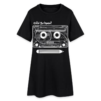 Cassette rétro et stylo - Robe T-shirt Femme - noir - Devant