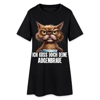Katze Kaffee Lustige Sprüche - Frauen T-Shirt-Kleid - Schwarz - Vorne