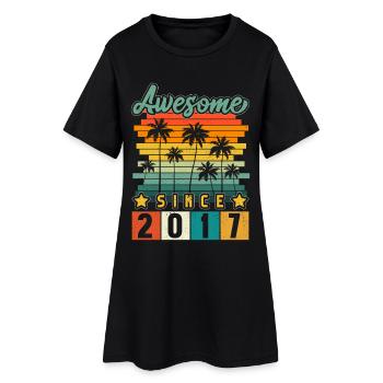 2017 Born Birthday Year of birth Vintage - Women’s T-Shirt Dress - black - Front
