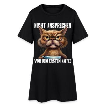 Katze Kaffee Lustige Sprüche - Frauen T-Shirt-Kleid - Schwarz - Vorne