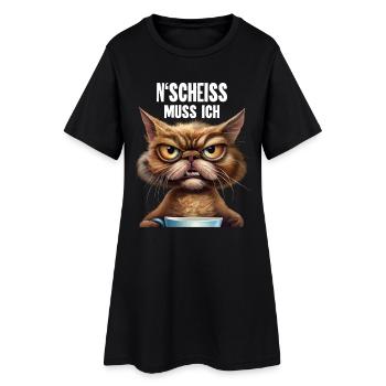 Katze Kaffee Lustige Sprüche - Frauen T-Shirt-Kleid - Schwarz - Vorne