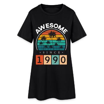1990 Born Birthday Year of birth vintage - Women’s T-Shirt Dress - black - Front