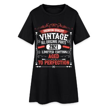 2021 Année de naissance Born Birthday Vintage - Robe T-shirt Femme - noir - Devant