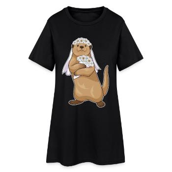 Mariage de fleurs de la mariée à la loutre - Robe T-shirt Femme - noir - Devant