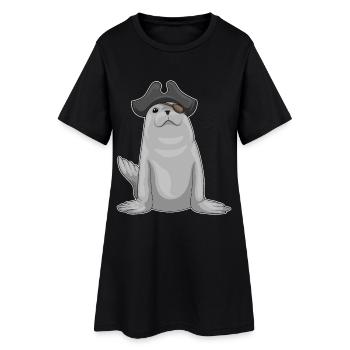 Seal Pirate Eye Patch - Women’s T-Shirt Dress - black - Front