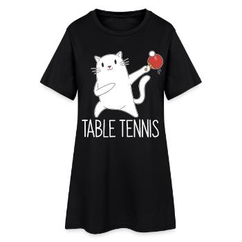 Table Tennis Katze Pingpong Outfit Cat Tischtennis - Frauen T-Shirt-Kleid - Schwarz - Vorne