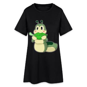 Caterpillar food leaf - Women’s T-Shirt Dress - black - Front