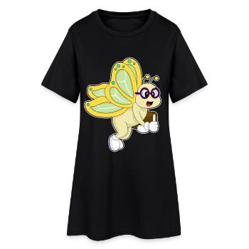 Schmetterling Nerd Buch - Frauen T-Shirt-Kleid - Schwarz - Vorne