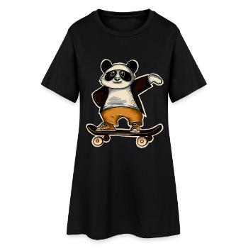 Panda Skate Skater Skateboard Skaten - Frauen T-Shirt-Kleid - Schwarz - Vorne