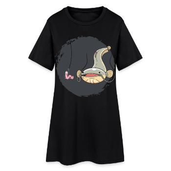 Drôle de conception de pêche au poisson-chat avec hameçon à ver - Robe T-shirt Femme - noir - Devant