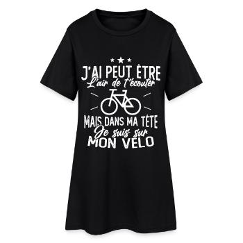 Dans Ma Tête Je suis sur Mon Vélo Humour Cyclisme - Robe T-shirt Femme - noir - Devant