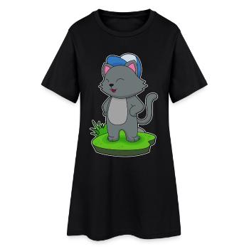 École de casquette étudiante Cat - Robe T-shirt Femme - noir - Devant