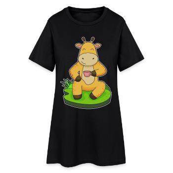 Giraffe Tasse - Frauen T-Shirt-Kleid - Schwarz - Vorne