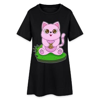 Chat Cookie - Robe T-shirt Femme - noir - Devant