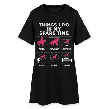 Choses dans mon temps libre Équitation Chevaux Équitation - Robe T-shirt Femme - noir - Devant