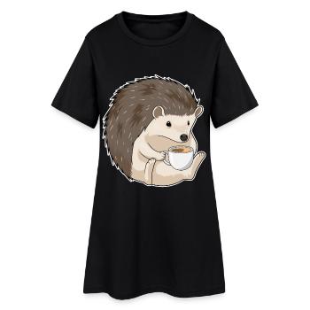 Tasse de café Hedgehog - Robe T-shirt Femme - noir - Devant