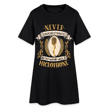 Sängerin Musikerin Singen Mikrofon Geschenk - Frauen T-Shirt-Kleid - Schwarz - Vorne