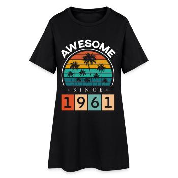 1961 Geboren Geburtstag Geburtsjahr Vintage - Frauen T-Shirt-Kleid - Schwarz - Vorne