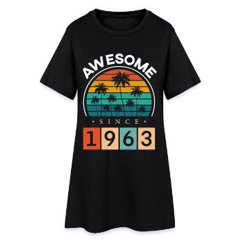 1963 Né Anniversaire Année de naissance Millésime - Robe T-shirt Femme - noir - Devant