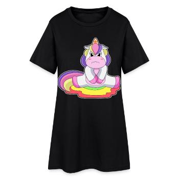 Einhorn Toilette - Frauen T-Shirt-Kleid - Schwarz - Vorne