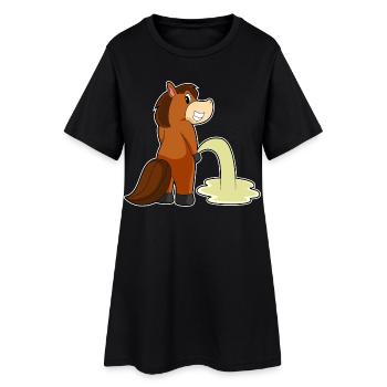 Pferd Toilette - Frauen T-Shirt-Kleid - Schwarz - Vorne