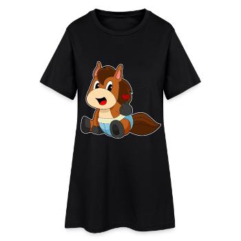 Pferd Baby - Frauen T-Shirt-Kleid - Schwarz - Vorne
