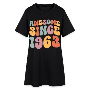 1963 Born birthday Groovy Vintage Retro - Women’s T-Shirt Dress - black - Front