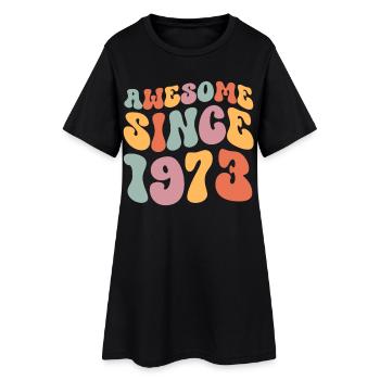 1973 Born birthday Groovy Vintage Retro - Women’s T-Shirt Dress - black - Front