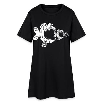 Poissons blancs et chaîne alimentaire - Robe T-shirt Femme - noir - Devant