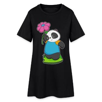 Fleur de panda - Robe T-shirt Femme - noir - Devant