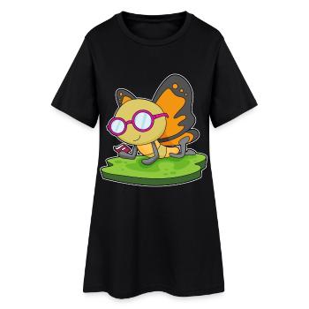 Lunettes de livres Butterfly Nerd - Robe T-shirt Femme - noir - Devant
