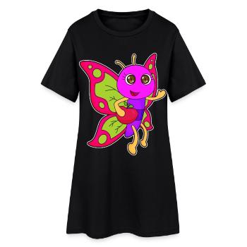 Pomme papillon - Robe T-shirt Femme - noir - Devant