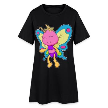 Couronne papillon - Robe T-shirt Femme - noir - Devant