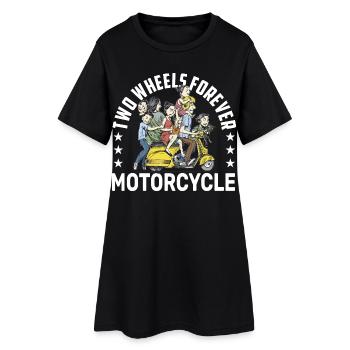 Scooter Crew Parade Biker Motorradfahrer Roller - Frauen T-Shirt-Kleid - Schwarz - Vorne