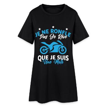 Je Ne Ronfle Pas Je Rêve Que Je Suis Une Moto - Robe T-shirt Femme - noir - Devant
