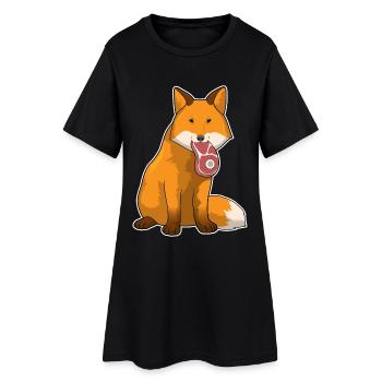 Fuchs Fleisch - Frauen T-Shirt-Kleid - Schwarz - Vorne