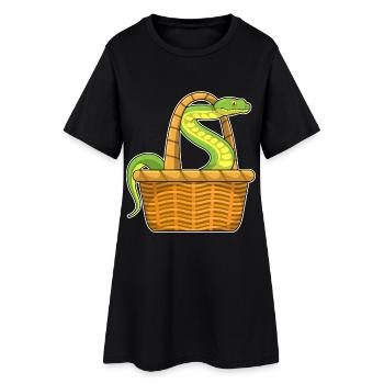 Snake basket - Women’s T-Shirt Dress - black - Front