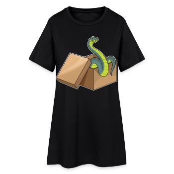 Schlange Karton - Frauen T-Shirt-Kleid - Schwarz - Vorne