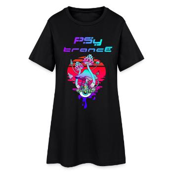 Psytrance Psychedelic Pilz Sunset - Frauen T-Shirt-Kleid - Schwarz - Vorne