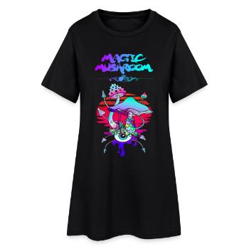 Magic Mushroom Sunset - Frauen T-Shirt-Kleid - Schwarz - Vorne