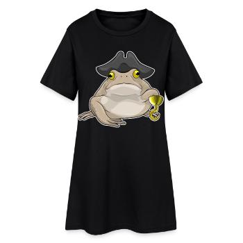 Chapeau de pirate de grenouille - Robe T-shirt Femme - noir - Devant