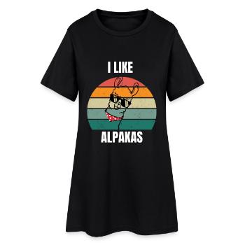 ich liebe alpakas süß mit sonnenbrille🦙 - Frauen T-Shirt-Kleid - Schwarz - Vorne