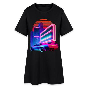 Retro Wave 80s Sports Car Vaporwave - Robe T-shirt Femme - noir - Devant