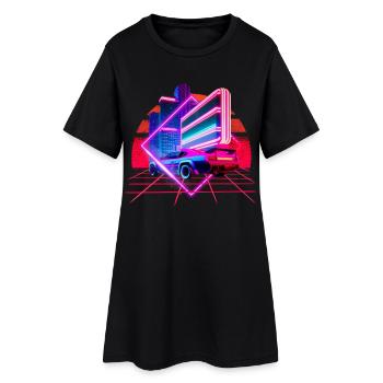 Retro Wave Sports Car 80s Skyline Vaporwave - Robe T-shirt Femme - noir - Devant