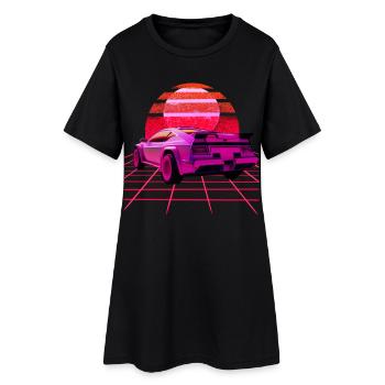 Retro Wave super voiture Sunset - Robe T-shirt Femme - noir - Devant