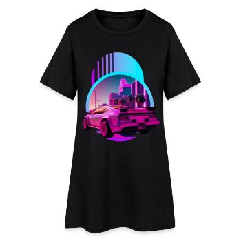 Rétro Wave Supercar Vaporwave - Robe T-shirt Femme - noir - Devant