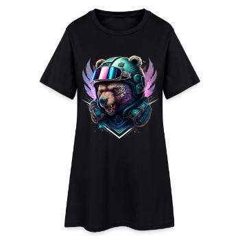 Ours astronaute néon galaxie - Robe T-shirt Femme - noir - Devant