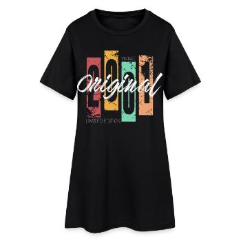 2001 vintage vintage rétro anniversaire - Robe T-shirt Femme - noir - Devant
