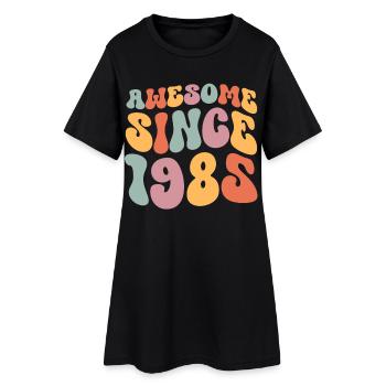 1985 Born birthday Groovy Vintage Retro - Women’s T-Shirt Dress - black - Front